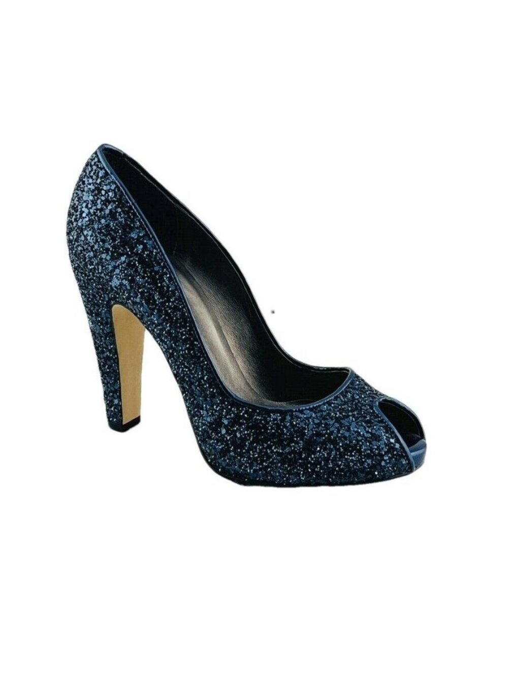 Dune Womens Black Glitter Peep Toe High Heel Pumps Size 39 EU 8.5 US
